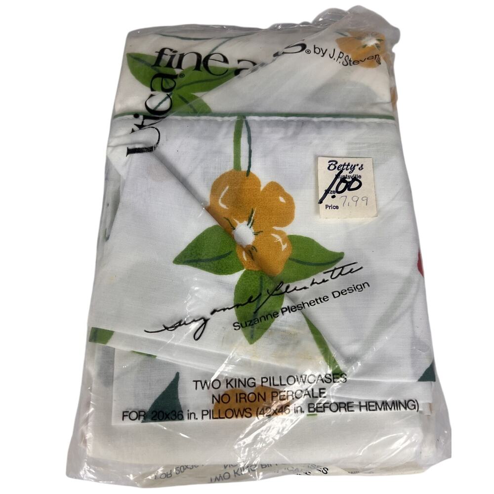 Vintage Suzanne Pleshette Utica King Pillowcases Floral retro cottagecore 70s